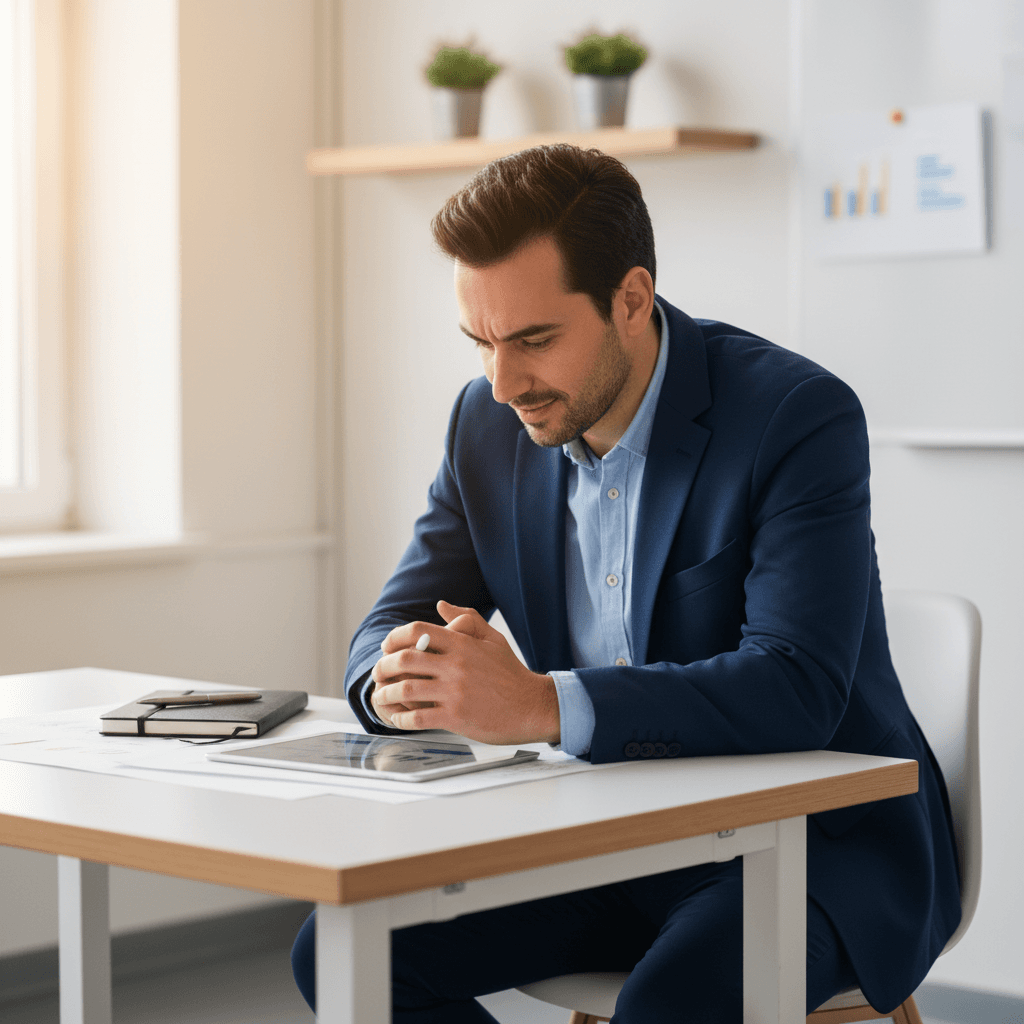 Career coach Kevin Linde in his Chicago office ready for a coaching session